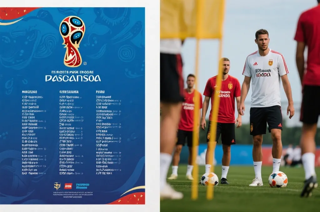 世界杯名单海报与球员训练镜头，呈现最终名单公布氛围